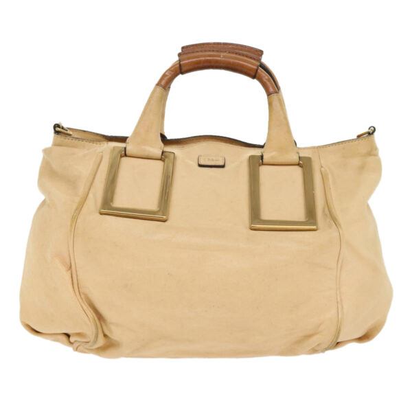 Chloe Hand Bag Leather 2way Shoulder Bag Beige 02-11-50 bs6747