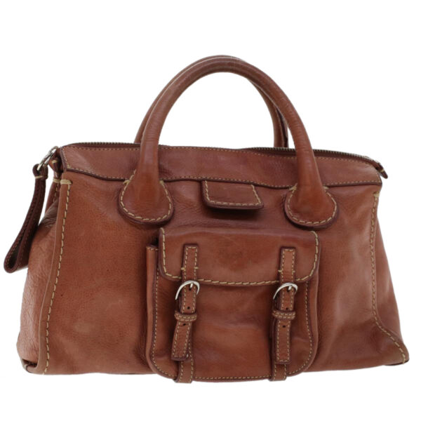 Chloe Hand Bag Leather Brown 02-05-53 bs6748