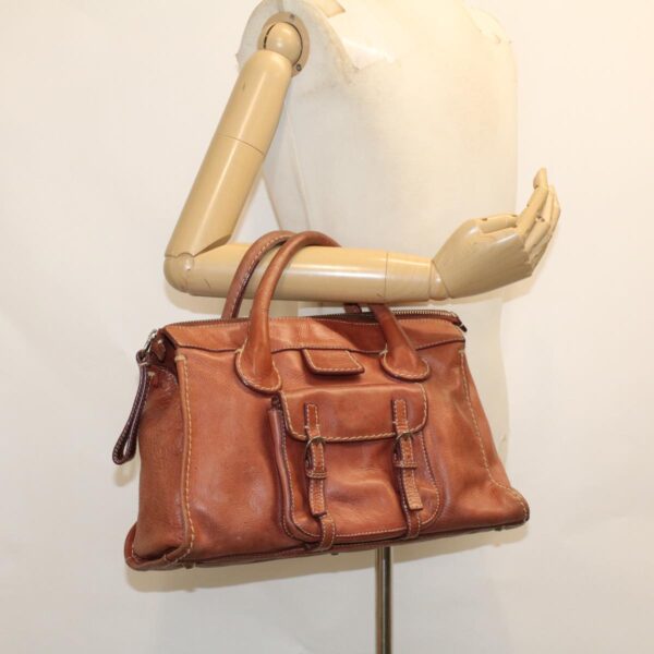 Chloe Hand Bag Leather Brown 02-05-53 bs6748