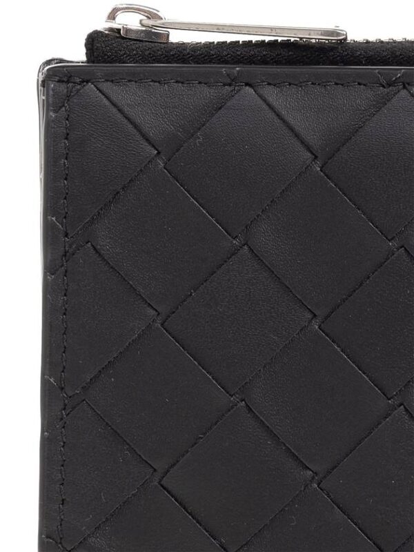 Bottega Veneta Intrecciato Bifold Calfskin Half Wallet Black