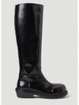 Bottega Veneta Fireman Leather Long Boots Black