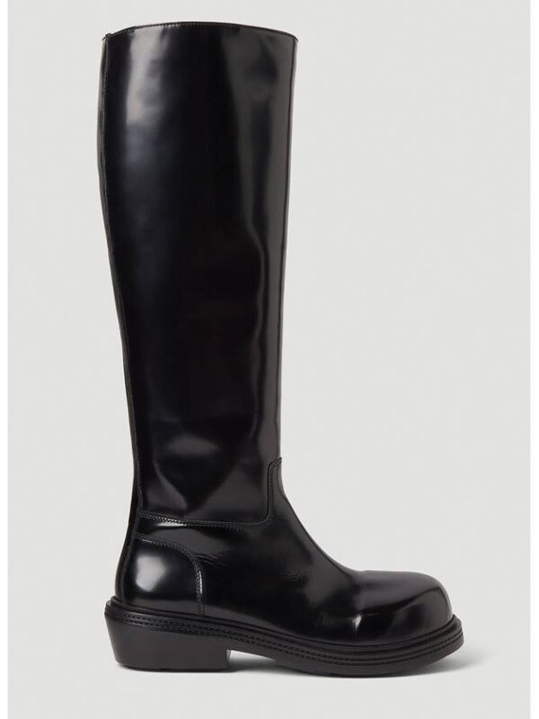 Bottega Veneta Fireman Leather Long Boots Black