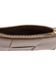 Bottega Veneta Intrecciato Zipper Card Wallet Taupe Grey