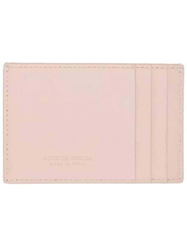 Bottega Veneta Intrecciato Lambskin Calfskin Card Wallet Pink