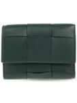 Bottega Veneta Cassette Tri-Fold Zipper Half Wallet Emerald Green