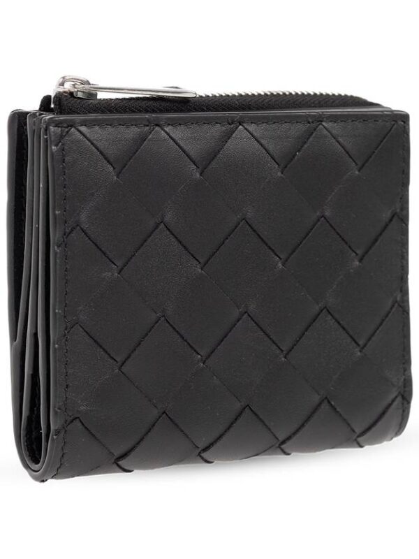 Bottega Veneta Intrecciato Bifold Calfskin Half Wallet Black