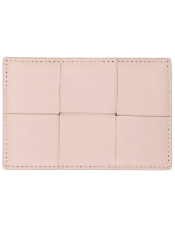 Bottega Veneta Intrecciato Lambskin Calfskin Card Wallet Pink