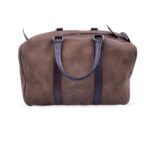 CHRISTIAN DIOR Vintage Brown Embossed Logo Monogram Boston Bag