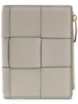 Bottega Veneta Cassette Zipper Small Leather Half Wallet Grey