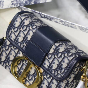 Dior 30 Montaigne Box Bag In Blue Oblique Canvas