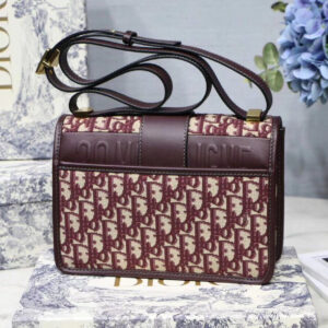 Dior 30 Montaigne Bag In Burgundy Oblique Jacquard Canvas