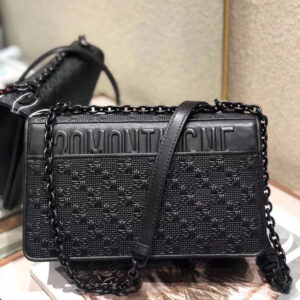 Dior 30 Montaigne Chain Bag In Black Braided Lambskin