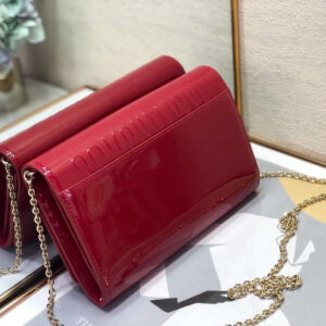 Dior 30 Montaigne Wallet On Chain In Red Patent Calfskin