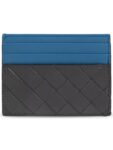 Bottega Veneta Intrecciato Two-Tone Card Wallet Blue Black