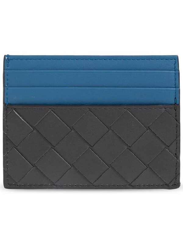 Bottega Veneta Intrecciato Two-Tone Card Wallet Blue Black