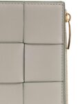 Bottega Veneta Cassette Zipper Small Leather Half Wallet Grey