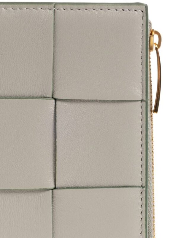 Bottega Veneta Cassette Zipper Small Leather Half Wallet Grey