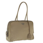 PRADA Hand Bag Nylon Beige Silver  ep6172