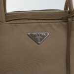 PRADA Hand Bag Nylon Beige Silver  ep6172