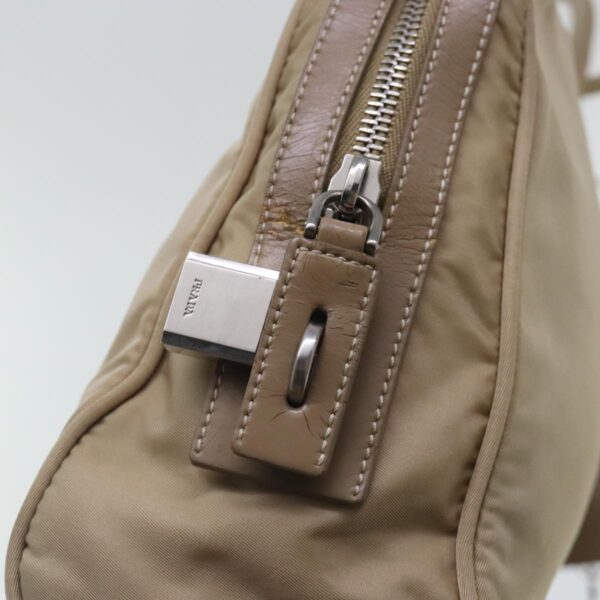 PRADA Hand Bag Nylon Beige Silver  ep6172