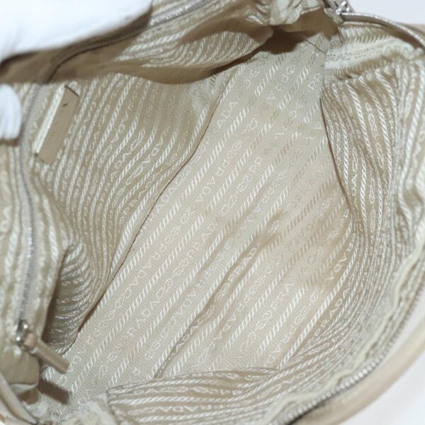 PRADA Hand Bag Nylon Beige Silver  ep6172