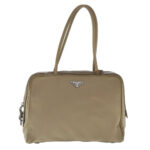 PRADA Hand Bag Nylon Beige Silver  ep6172