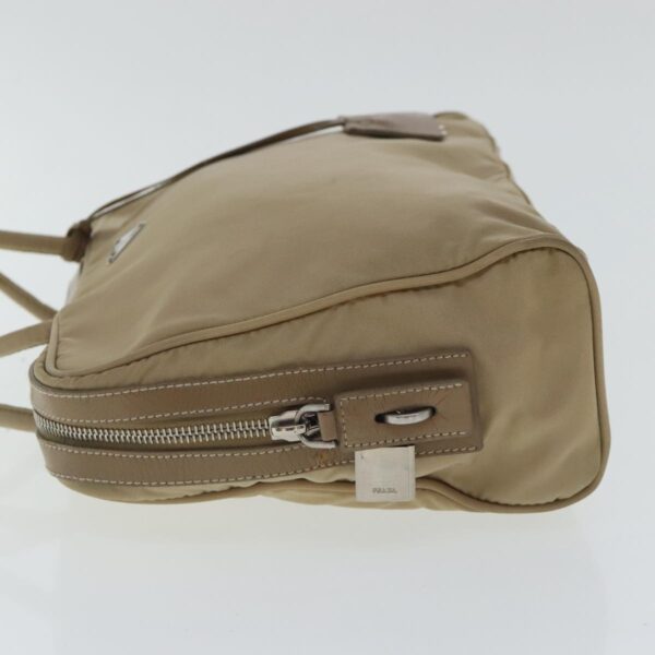 PRADA Hand Bag Nylon Beige Silver  ep6172