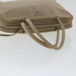 PRADA Hand Bag Nylon Beige Silver  ep6172