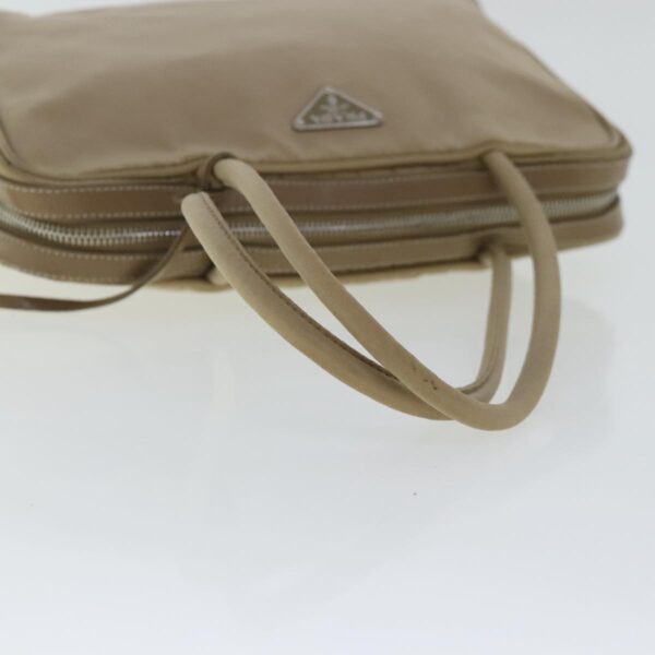 PRADA Hand Bag Nylon Beige Silver  ep6172