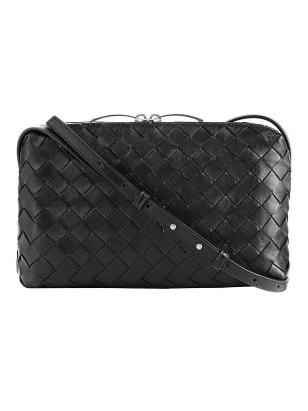 Bottega Veneta Intrecciato Leather Mini Cross Bag Black