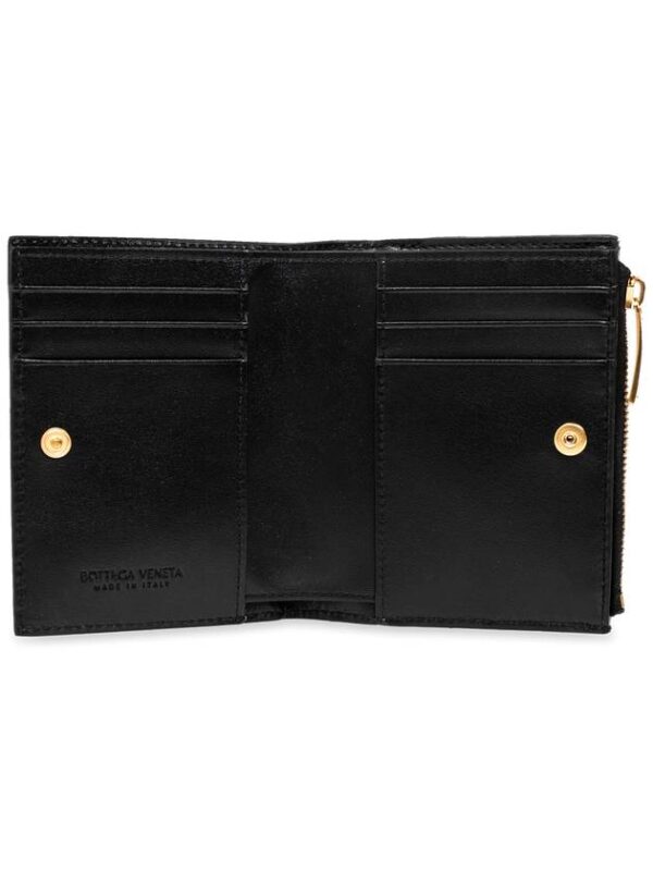 Bottega Veneta Intrecciato Small Leather Half Wallet Black