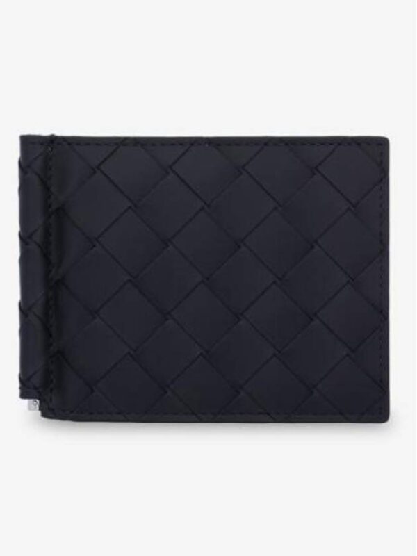 Bottega Veneta Intrecciato Money Clip Card Wallet Black