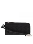 Bottega Veneta Intrecciato L Zipper Leather Card Wallet Black