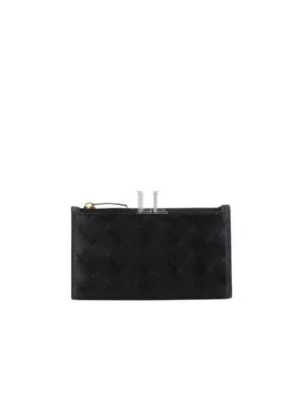 Bottega Veneta Intrecciato Slim Zipper Leather Card Wallet Black