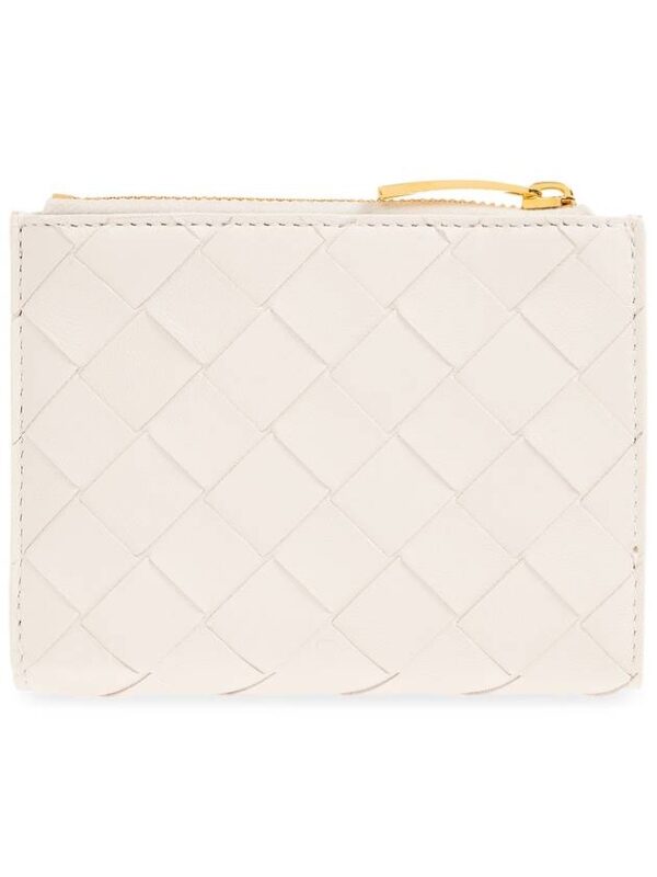 Bottega Veneta Intrecciato Heart Detail Leather Half Wallet White