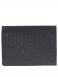 Bottega Veneta Intrecciato Half Zip Clutch Bag Grey
