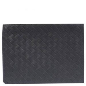 Bottega Veneta Intrecciato Half Zip Clutch Bag Grey