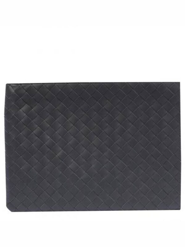 Bottega Veneta Intrecciato Half Zip Clutch Bag Grey