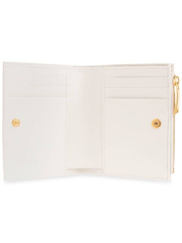 Bottega Veneta Intrecciato Heart Detail Leather Half Wallet White