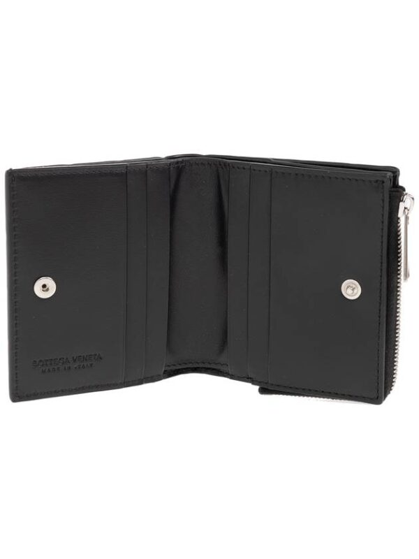 Bottega Veneta Intrecciato Bifold Calfskin Half Wallet Black