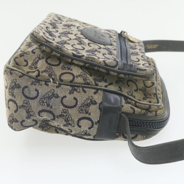 CELINE Horse Carriage C Macadam Canvas Shoulder Bag Navy Blue  fm272