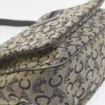 CELINE Horse Carriage C Macadam Canvas Shoulder Bag Navy Blue  fm272