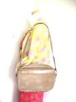 CHRISTIAN DIOR Vintage brown beige suede leather shoulder bag with golden CD motif
