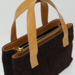 CELINE Macadam Canvas Clutch Hand Bag PVC Leather 3Set Brown purple  im395