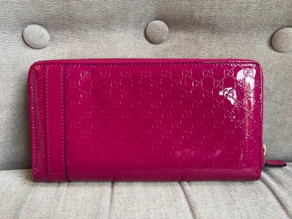 Gucci Pink Patent Guccissima Print Wallet
