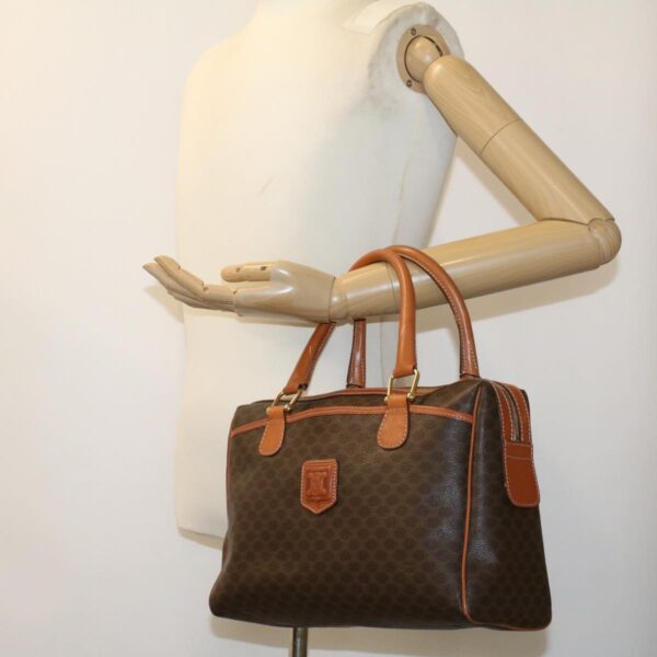 CELINE Macadam Canvas Hand Bag PVC Leather Brown  lt678
