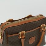 CELINE Macadam Canvas Hand Bag PVC Leather Brown  lt678