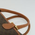 CELINE Macadam Canvas Hand Bag PVC Leather Brown  lt678