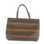 CELINE Macadam Canvas Tote Bag PVC Leather Brown  rd1995