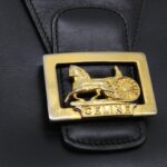 CELINE Horse Carriage Hand Bag Leather Black  rd3150